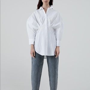 NWT Zara Pleated Poplin Blouse
